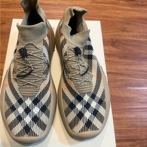 Burberry Tan and Black Checkered Sneakers